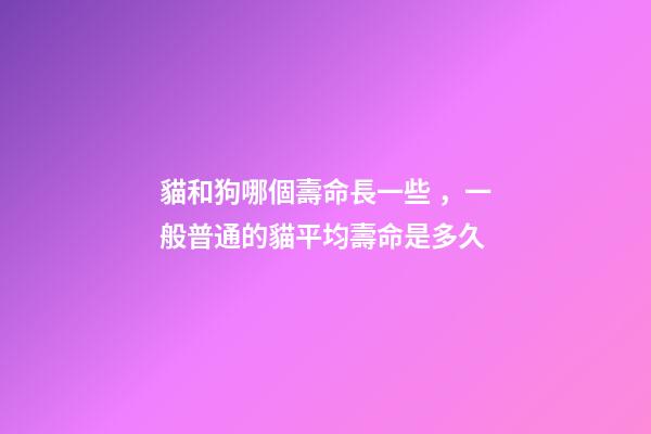 貓和狗哪個壽命長一些，一般普通的貓平均壽命是多久-第1張-觀點-玄機派